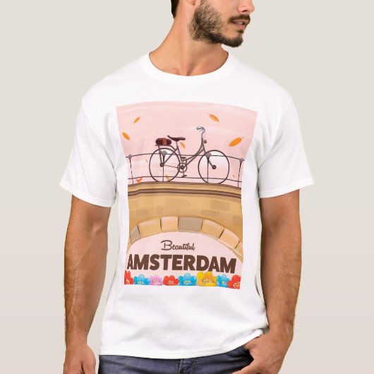 Schoon Amsterdam fiets reisposter. T-shirt (Voorkant)