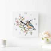 Schoon Aquarel Vogel Vierkante Klok (Huis)