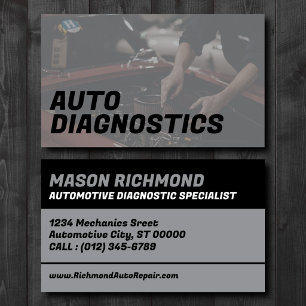 Schoon auto diagnostisch specialist visitekaartje
