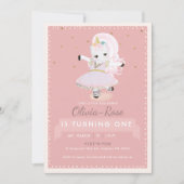 Schoon Ballerina Eenhoorn Stof Roze Meisje Verjaar Kaart (Voorkant)