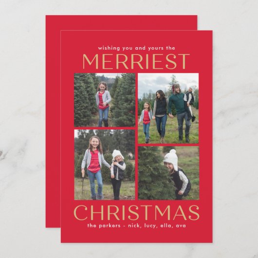 Schoon bewerkbare collagekleur Kerstkaart (Voorkant / Achterkant)