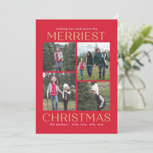 Schoon bewerkbare collagekleur Kerstkaart (Staand voorkant)