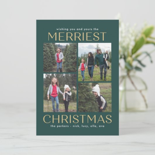 Schoon bewerkbare collagekleur Kerstkaart (Staand voorkant)