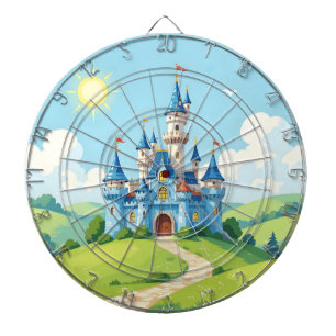 Schoon blauw en wit kasteel dartbord