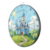 Schoon blauw en wit kasteel dartbord (Voorkant Rechts)