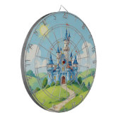 Schoon blauw en wit kasteel dartbord (Voorkant Links)