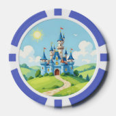 Schoon blauw en wit kasteel poker chips (Voorkant)