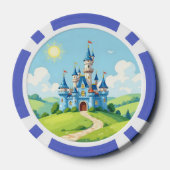 Schoon blauw en wit kasteel poker chips (Achterkant)