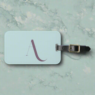 Schoon Blauw Moderne Typografie Monogram Initiaal Bagagelabel