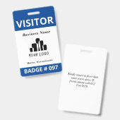 Schoon blauw wit bezoeker logo sjabloon badge (Voor- en achterkant)