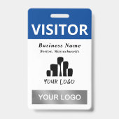 Schoon blauw-wit bezoekerslogo sjabloon 2 badge (Voorzijde)