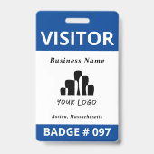 Schoon blauw wit logo sjabloon badge voor bezoeker (Voorzijde)