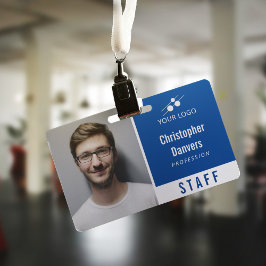 Schoon Blauw Witte Personeelskaart Voeg Je Logo To Badge
