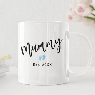 Schoon blauwe babyvoetjes Script Mummy Jaar Oprich Koffiemok