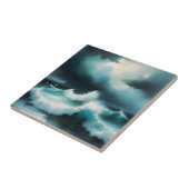 Schoon blauwe oceaan golven schilderij tegeltje (Zijkant)