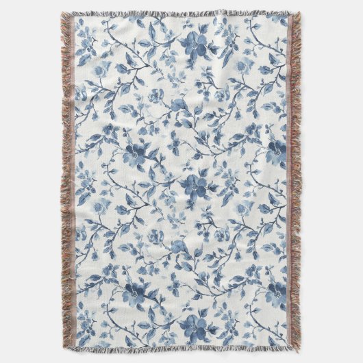 Schoon Blauwe Witte Bloemige Kerst Deken (Voorkant Verticaal)