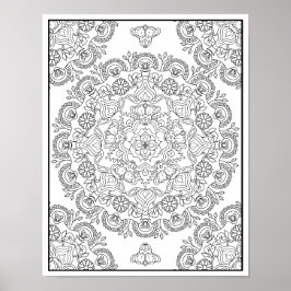 Schoon Bloem Mandala Ontwerp Om In Te Kleuren Poster
