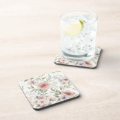 Schoon Bloemen Roze Patroon Bier Onderzetter (Rechterzijde)