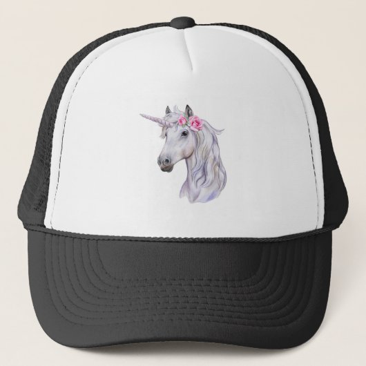 Schoon Bloemig Eenhoorn Trucker Pet (Voorkant)