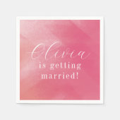 Schoon Boho Roze Ombre Cursieve Naam Bruiloftsfees Servet (Voorkant)