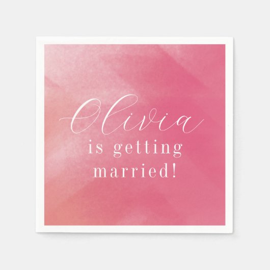 Schoon Boho Roze Ombre Cursieve Naam Bruiloftsfees Servet (Voorkant)