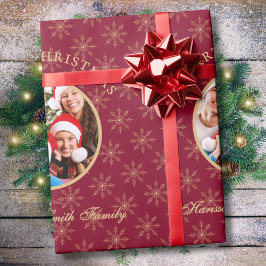 Schoon Bos Bourgondië Gouden Sneeuwvlokken Kerstmi Cadeaupapier