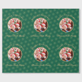 Schoon Bos Groen Goud Sneeuwvlokken Kerstmis Cadeaupapier (Vlak)