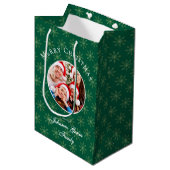 Schoon bos groene sneeuwvlokken Kerstmis Medium Cadeauzakje (Voorkant Gekanteld)