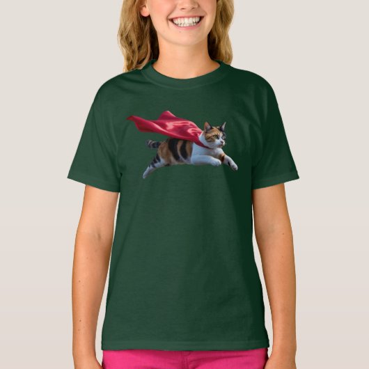 Schoon Calico Kat Superheld Kinderen T-shirt (Voorkant)