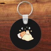 Schoon Capybara Kawaii Slaap Pyjama Slaapbara Kat Sleutelhanger (Voorkant)