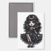Schoon Chibi Gotische Meisje Magneet Donkere Esthe (Voorkant / Achterkant)