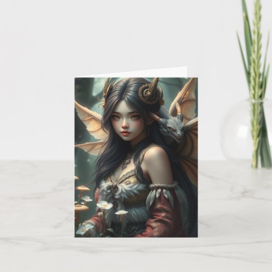 Schoon Draak Fee Portretkaart Feestdagen Kaart (Voorkant)