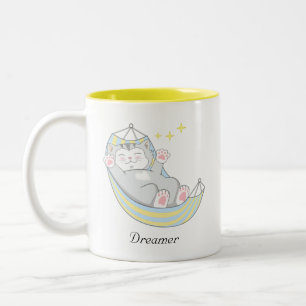 Schoon Droomster Kitty Kat in Hangmat T-Shirt Tweekleurige Koffiemok