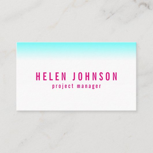 Schoon een modern Aqua- en een warm roze verloop Visitekaartje (Voorkant)