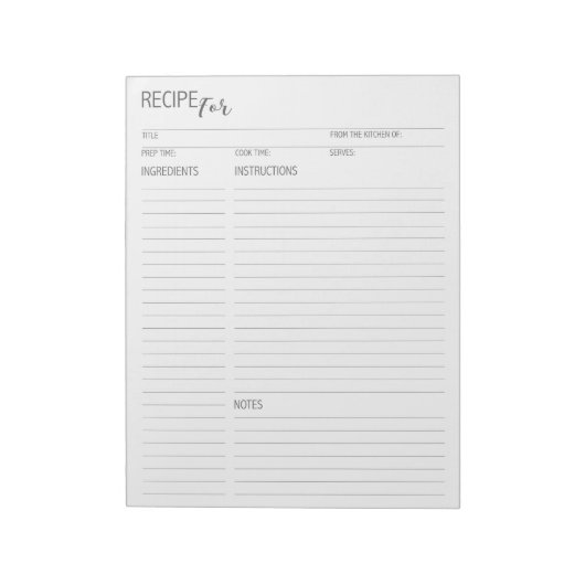 Schoon + Eenvoudig gedetailleerd recept pagina's N Notitieblok (Linkerzijde)