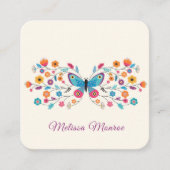 Schoon Eenvoudig Minimaal Kleurrijk Bloemen & Vlin Vierkante Visitekaartje (Voorkant)