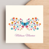Schoon Eenvoudig Minimaal Kleurrijk Bloemen & Vlin Vierkante Visitekaartje