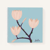 Schoon Eenvoudig Pastel Blauw & Roze Bloemen Monog Notitieboek (Voorkant)