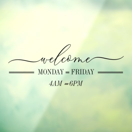 Schoon Eenvoudig Welkom script dag uren Raamsticker (Vel 3)