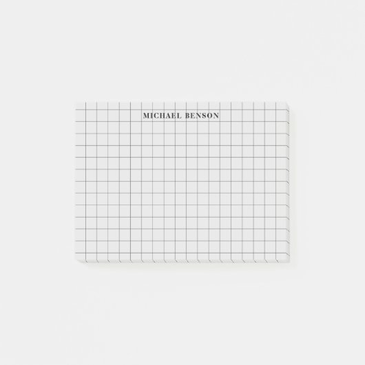 Schoon Eenvoudig Zwart Grijs Modern Raster Monogra Post-it® Notes (Voorkant)