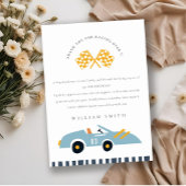 Schoon Elegant Blauw Raceauto Kinderen Verjaardag  Bedankkaart