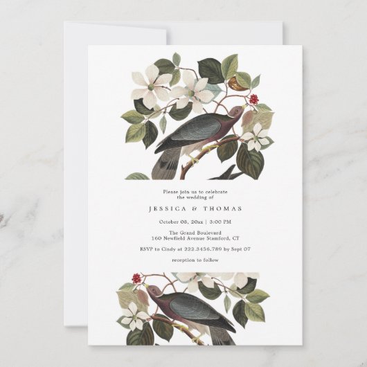 Schoon & Elegant Duif Paar Bruiloft Uitnodiging (Voorkant)