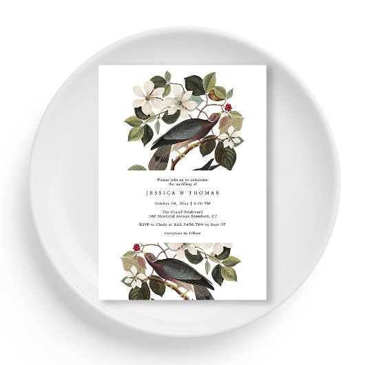 Schoon & Elegant Duif Paar Bruiloft Uitnodiging