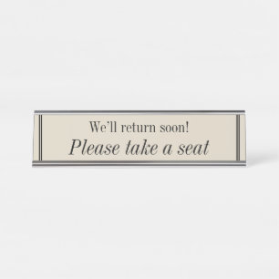 Schoon, Elegant "Neem alsjeblieft een stoel" Bureau Naambordje