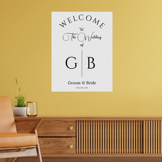 Schoon en Chic Bruiloftsreceptie Ingang Poster (Woonkamer 2)