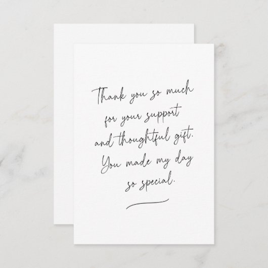 Schoon en chic handgeschreven script zwart wit bedankkaart (Voorkant / Achterkant)