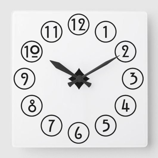 Schoon en eenvoudig zwart op wit vierkante klok (Voorkant)