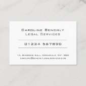 Schoon en elegant ontwerp van juridische services visitekaartje (Achterkant)