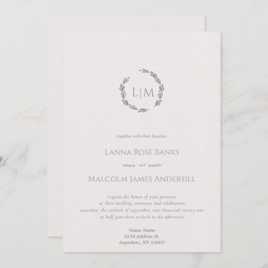 Schoon en minimaal met eenvoudige botanische lijnt kaart (Voorkant / Achterkant)