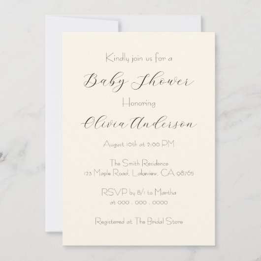 Schoon en minimalistisch Baby shower invitatie Kaart (Voorkant)